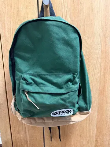 OUTDOOR 캔버스 백팩 그린 컬러/베이지
