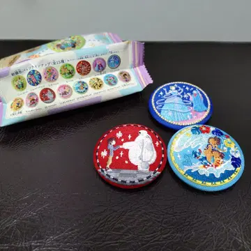 디즈니 자수 캔뱃지 2 신데렐라 베이맥스 스티치