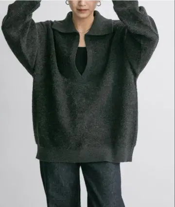 KBF 스키퍼 오버 니트 차콜 그레이