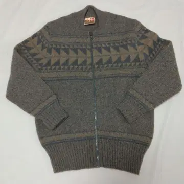 울 혼방 니트 가디건 기하학 패턴 남성용 집업 루즈핏 M