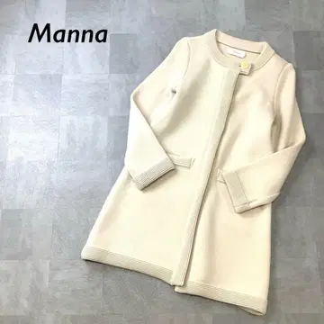 Manna 노카라 울 니트 코트 라이트 베이지
