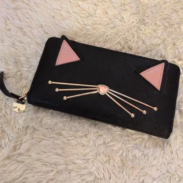 케이트 스페이드 고양이 귀 디자인 장지갑 블랙