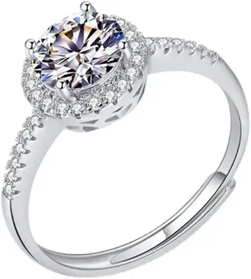 모이사나이트 반지 클래식 라운드 컷 925 스털링 실버