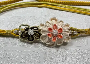 b-178 순수 실크 허리띠 후리소데 성인식 장식 매듭 츠마미세이코 꽃