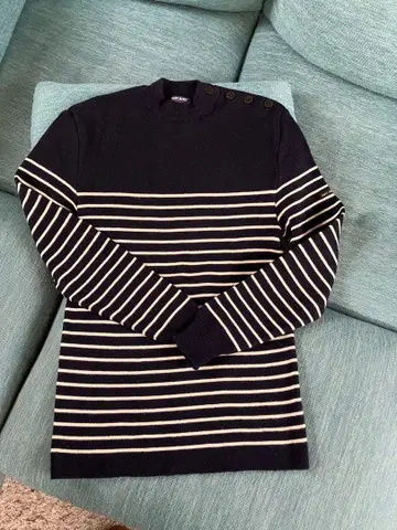 SAINT JAMES 스트라이프 스웨터 네이비