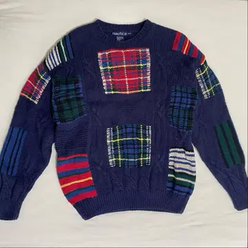 [새상품급] Nautica 패치워크 니트 스웨터 90년대 빈티지 니트