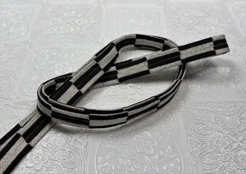 b-180 순수 실크 허리띠 평조 후리소데 성인식 블랙 실버