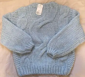 Chico 치코 빅 케이블 루즈 미니 니트 원피스 라이트 블루