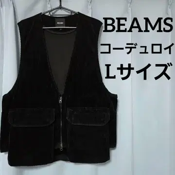 BEAMS 코듀로이 L 사이즈 베스트 블랙