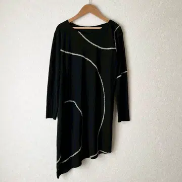 babaghuri 2024 울 튜닉 비대칭 커브 라인 패턴