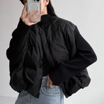 wee9s 플리츠 상의 블랙