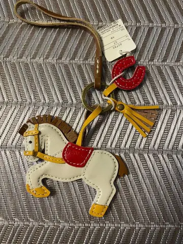 genten 십이지신 참 말 가죽 키링 선물