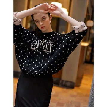 eimy istoire eimy 로고 바이컬러 니트 도트 풀오버