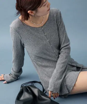 mystic 기모 리브 버튼 가디건