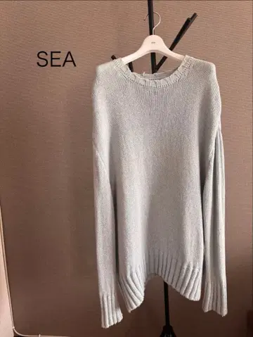 SEA sea rie 캐시미어 코튼 빈티지 가공 스웨터 스카이블루
