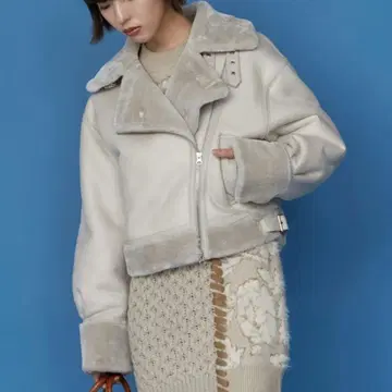 MURUA 숏 에어리 페이크 무스탕 자켓 라이더스 코트