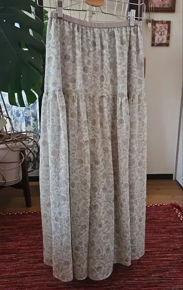 비어즐리 꽃무늬 쉬폰 와이드 팬츠 F