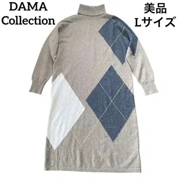 새상품급 DAMA Collection 니트 원피스 터틀 아가일