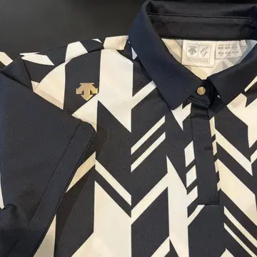 DESCENTE 기하학 패턴 피케 셔츠 반팔 LL