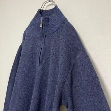 구제 니트 스웨터 하프 지퍼 무지