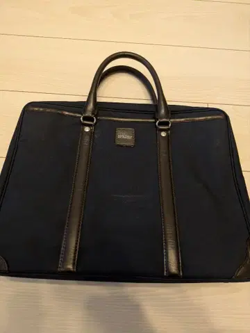 네이비 비즈니스 캔버스 가죽 백