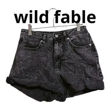 wild fable [ 6/R ] 블랙 데님 숏팬츠