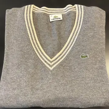 LACOSTE 그레이 V넥 스웨터