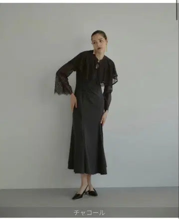 ANDRESD 레이스 가디건 부착 원피스 차콜 M 사이즈 거의 새상품