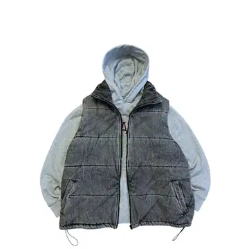 [ 새상품급 ] USED ~00s 케미컬 워시 데님 충전솜 베스트 BLK