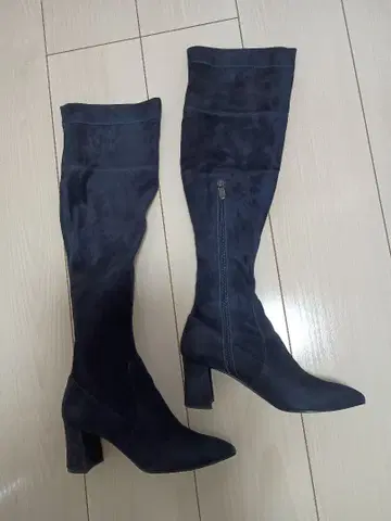 DIANE 네이비 스웨이드 오버니 부츠