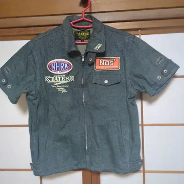 BATES 베이츠 데님 워크 셔츠 반팔 와펜