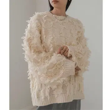 [ Bab ] 바브 프린지 니트탑 아이보리 FREE 스웨터