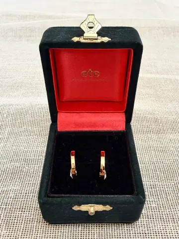 [ 새상품 미사용품 ] ete 후프 귀걸이 크리스탈 포함