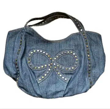 데님 리본 모티브 백