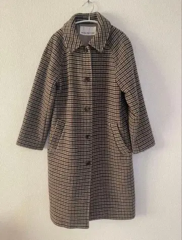 NATURAL BEAUTY BASIC 체크 무늬 롱 코트 M 사이즈