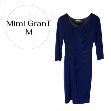 미미그랑 원피스 M 네이비 7부 소매 드레이프 페미닌 스트레치