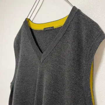 구제 니트 베스트 V넥 울 혼방
