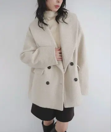 lian 숄카라 컬 샤기 코트