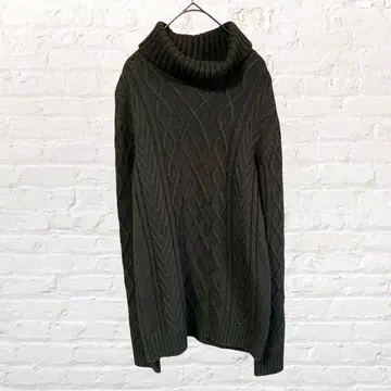12553 남성용 비기 울 혼방 터틀넥 케이블 니트 스웨터 M