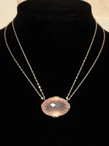 빈티지 로즈쿼츠 925 스털링 실버 목걸이