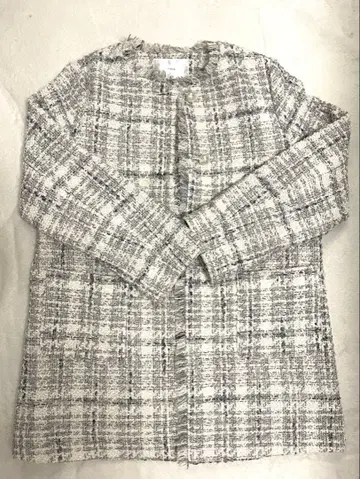 indax 트위드 테일러드 자켓 버튼 없음