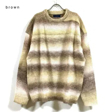 새상품 그라데이션 보더 빅 실루엣 스웨터 남성용 브라운 M