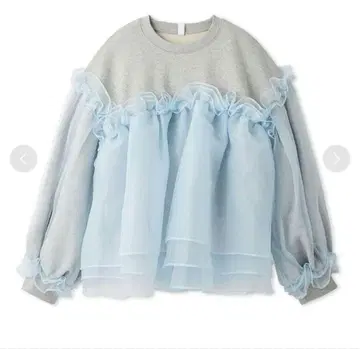 Bibiy 그레이 스카이블루 프릴 맨투맨 ANNA PUFF TOP
