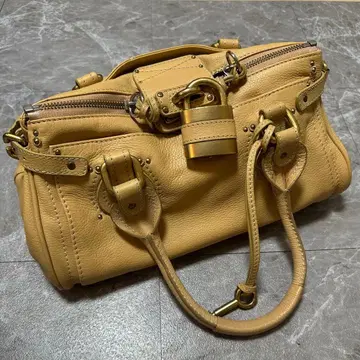 y2k 00's archive 베이지 가죽 핸드백 열쇠 자물쇠