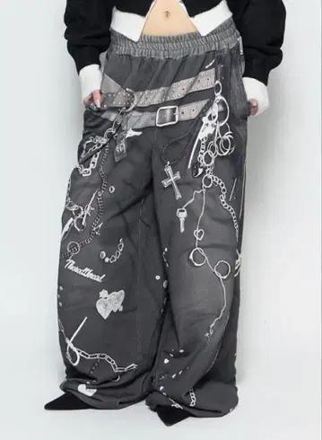 인기 THEREDTHREAD 프린트 스웨트 팬츠