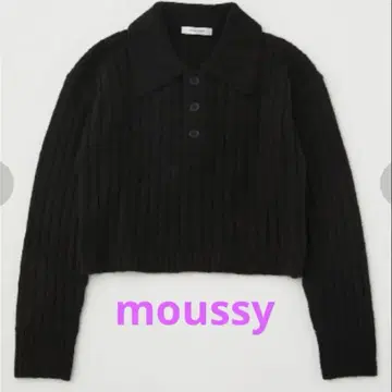 MOUSSY 블랙 카라 부착 니트