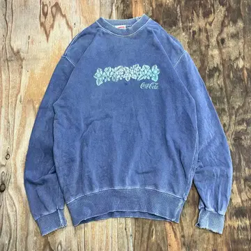 90s 코카콜라 맨투맨 하이비스커스 페이드 블루 VINTAGE