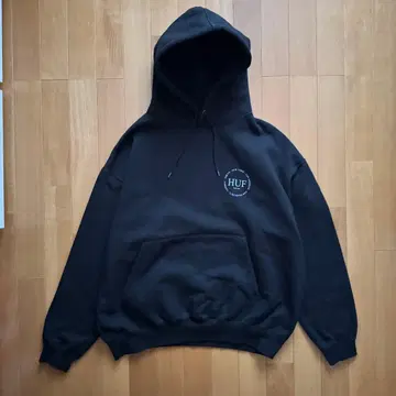 HUF 블랙 후드 부착 후드티 L 사이즈