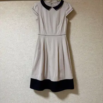 TOCCA 무릎 기장 원피스 사이즈 0 베이지/블랙 카라 부착 포멀