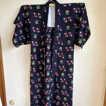 쇼와 레트로 꽃무늬 기모노 블랙, 레드, 옐로우